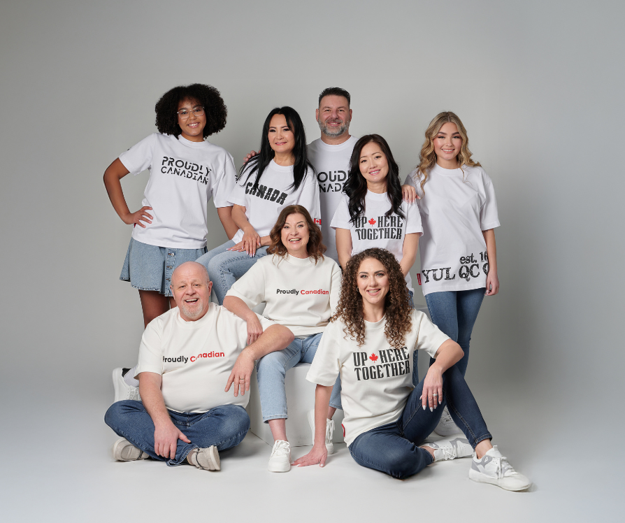 A diverse group of people, various body types, wearingKermodee t-shirts.